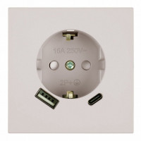 Розетка с заземлением и со шторкой и 2хUSB type A и C, без рамки Stekker Мия 50482