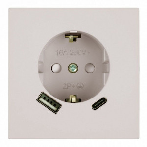 Розетка с заземлением и со шторкой и 2хUSB type A и C, без рамки Stekker Мия 50482 Розетка с заземлением и со шторкой и 2хUSB type A и C, без рамки Stekker Мия 50482