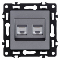 Розетка двойная Ethernet RJ-45 и со шторками, без рамки Kollinger Asthetik AS-018GY