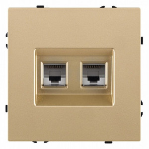 Розетка двойная Ethernet RJ-45 и со шторками, без рамки Kollinger Eclipse EC-018GD Розетка двойная Ethernet RJ-45 и со шторками, без рамки Kollinger Eclipse EC-018GD
