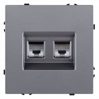 Розетка двойная Ethernet RJ-45 и со шторками, без рамки Kollinger Eclipse EC-018GY
