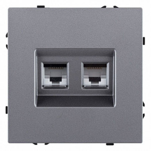 Розетка двойная Ethernet RJ-45 и со шторками, без рамки Kollinger Eclipse EC-018GY Розетка двойная Ethernet RJ-45 и со шторками, без рамки Kollinger Eclipse EC-018GY