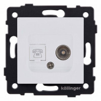 Розетка двойная RJ-11 и Ethernet RJ-45, без рамки Kollinger  REA-013WM