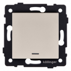 Выключатель проходной одноклавишный с подсветкой без рамки Kollinger REA-S-004GD Выключатель проходной одноклавишный с подсветкой без рамки Kollinger REA-S-004GD