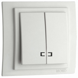 Выключатель двухклавишный с подсветкой Mono Electric Larissa 103-191925-103 Выключатель двухклавишный с подсветкой Mono Electric Larissa 103-191925-103
