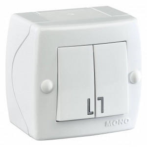 Выключатель двухклавишный Mono Electric Octans IP20 104-010101-102 Выключатель двухклавишный Mono Electric Octans IP20 104-010101-102