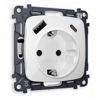 Розетка с заземлением и 2хUSB type A и C, без рамки Ambrella Volt MO MO110010