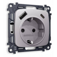 Розетка с заземлением и 2хUSB type A и C, без рамки Ambrella Volt Quant MO510010
