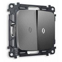 Выключатель проходной двухклавишный с подсветкой без рамки Ambrella Volt Quant MO654035