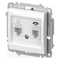 Розетка двойная RJ-12 и Ethernet RJ-45, без рамки Elbi Eleсtriс Zena Vega 609-015600-249