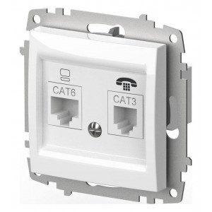 Розетка двойная RJ-12 и Ethernet RJ-45, без рамки Elbi Eleсtriс Zena Vega 609-015600-249