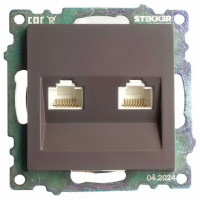 Розетка двойная Ethernet RJ-45 без рамки Stekker Катрин 50006