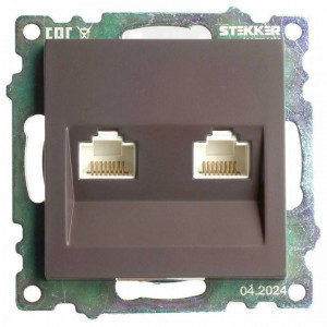 Розетка двойная Ethernet RJ-45 без рамки Stekker Катрин 50006
