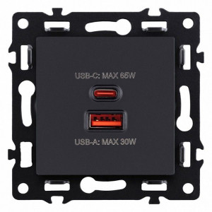 Розетка 2хUSB type A и C без рамки Kollinger Asthetik AS-024BK