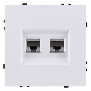 Розетка двойная Ethernet RJ-45 и со шторками, без рамки Kollinger Eclipse EC-018WG Розетка двойная Ethernet RJ-45 и со шторками, без рамки Kollinger Eclipse EC-018WG
