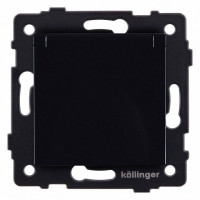 Розетка с заземлением с крышкой, без рамки Kollinger  REA-006BK