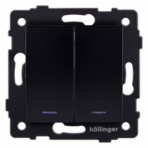 Выключатель двухклавишный с подсветкой без рамки Kollinger REA-R-008BK Выключатель двухклавишный с подсветкой без рамки Kollinger REA-R-008BK