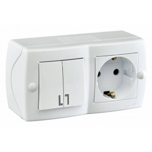 Блок с розеткой и выключателем Mono Electric Octans IP20 104-010101-181 Блок с розеткой и выключателем Mono Electric Octans IP20 104-010101-181
