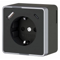 Розетка с заземлением и с шторками и USB Werkel Gallant черный/хром W5071735