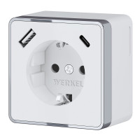 Розетка с заземлением, шторками и USB тип A+C Gallant белый W5071701