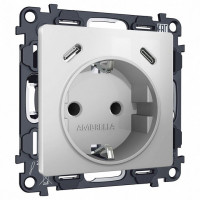 Розетка с заземлением и 2хUSB type C, без рамки Ambrella Volt ALFA MA410510