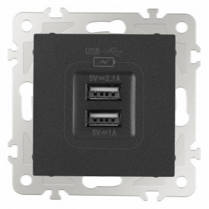 Розетка USB, без рамки Arte Milano am-206 206.46-1.black Розетка USB, без рамки Arte Milano am-206 206.46-1.black
