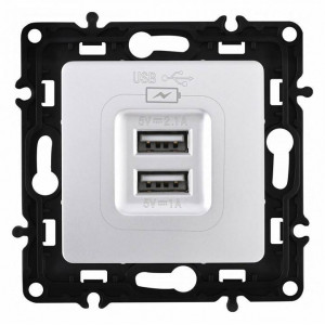 Розетка USB, без рамки Arte Milano am-217 217.46-1.silver