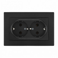 Розетка двойная с заземлением и со шторкой Arte Milano SET06-2 SET06-double-40-2 black