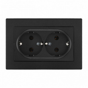 Розетка двойная с заземлением и со шторкой Arte Milano SET06-2 SET06-double-40-2 black Розетка двойная с заземлением и со шторкой Arte Milano SET06-2 SET06-double-40-2 black