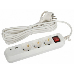 Удлинитель с выключателем ЭРА UB-3es-5m-USB 3 розетки 5 м 2xUSB UB-3es-5m-USB Удлинитель с выключателем ЭРА UB-3es-5m-USB 3 розетки 5 м 2xUSB UB-3es-5m-USB