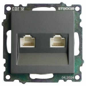 Розетка двойная Ethernet RJ-45 без рамки Stekker Катрин 50008 Розетка двойная Ethernet RJ-45 без рамки Stekker Катрин 50008
