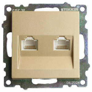Розетка двойная Ethernet RJ-45 без рамки Stekker Катрин 50009 Розетка двойная Ethernet RJ-45 без рамки Stekker Катрин 50009