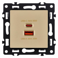 Розетка 2хUSB type A и C без рамки Kollinger Asthetik AS-024GD