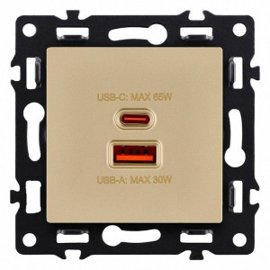 Розетка 2хUSB type A и C без рамки Kollinger Asthetik AS-024GD