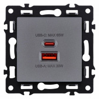 Розетка 2хUSB type A и C без рамки Kollinger Asthetik AS-024GY