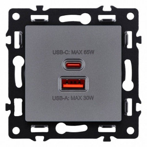 Розетка 2хUSB type A и C без рамки Kollinger Asthetik AS-024GY