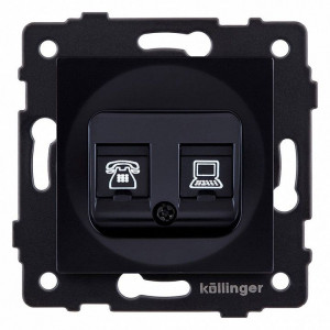 Розетка двойная RJ-11 и Ethernet RJ-45, без рамки Kollinger REA-011BK Розетка двойная RJ-11 и Ethernet RJ-45, без рамки Kollinger REA-011BK