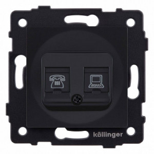 Розетка двойная RJ-11 и Ethernet RJ-45, без рамки Kollinger REA-011BM Розетка двойная RJ-11 и Ethernet RJ-45, без рамки Kollinger REA-011BM