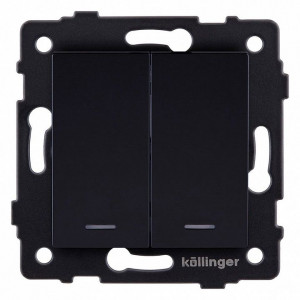 Выключатель двухклавишный с подсветкой без рамки Kollinger REA-S-008BK Выключатель двухклавишный с подсветкой без рамки Kollinger REA-S-008BK
