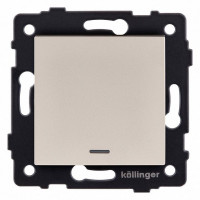 Выключатель одноклавишный с подсветкой без рамки Kollinger  REA-S-013GD