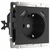 Розетка с заземлением и с шторками и 2хUSB, без рамки Werkel W117 7 W1171508