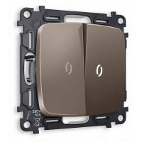 Выключатель двухклавишный с подсветкой без рамки Ambrella Volt Quant MO634015