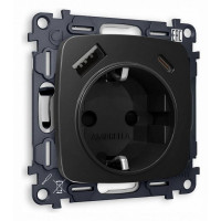 Розетка с заземлением и 2хUSB type A и C, без рамки Ambrella Volt Quant MO810010