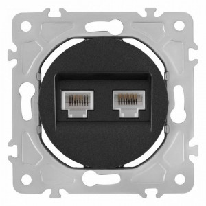 Розетка двойная RJ-11 и Ethernet RJ-45, без рамки Arte Milano am-202 202.44-1.black Розетка двойная RJ-11 и Ethernet RJ-45, без рамки Arte Milano am-202 202.44-1.black