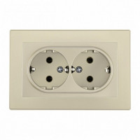 Розетка двойная с заземлением и со шторкой Arte Milano SET06-2 SET06-double-40-2 shampan