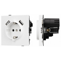 Розетка с заземлением и 2хUSB type A, без рамки Arlight SCT-TENDO 054082