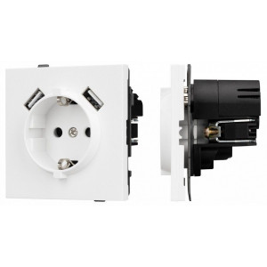 Розетка с заземлением и 2хUSB type A, без рамки Arlight SCT-TENDO 054082 Розетка с заземлением и 2хUSB type A, без рамки Arlight SCT-TENDO 054082