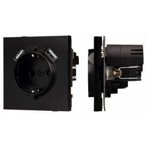 Розетка с заземлением и 2хUSB type A, без рамки Arlight SCT-TENDO 054083 Розетка с заземлением и 2хUSB type A, без рамки Arlight SCT-TENDO 054083