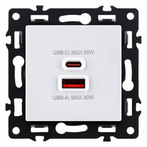 Розетка 2хUSB type A и C без рамки Kollinger Asthetik AS-024WH