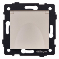 Розетка с заземлением с крышкой, без рамки Kollinger  REA-006GD